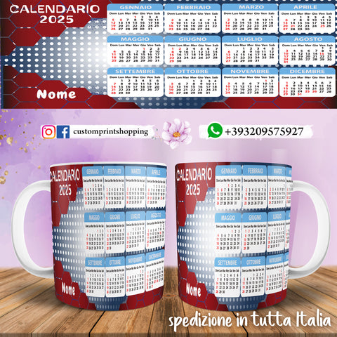 TAZZA CALENDARIO 2025 PERSONALIZZATA CON NOME