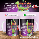Tazza Happy Birthday Draghetto Personalizzata  con data mod.1