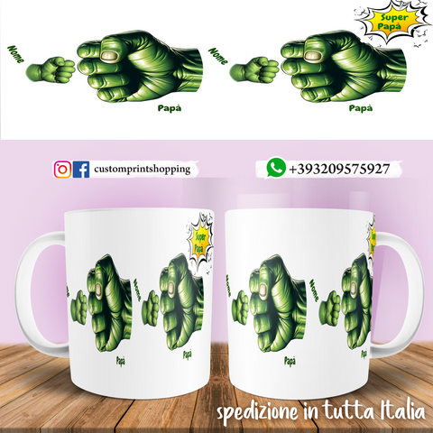 TAZZA PAPA' HULK PERSONALIZZATA MOD.1