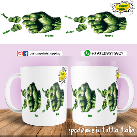 TAZZA PAPA' HULK PERSONALIZZATA MOD.2