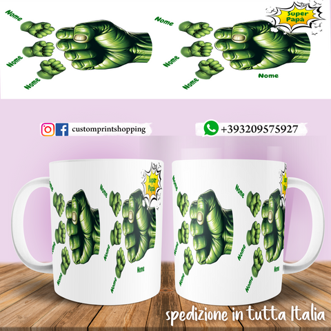 TAZZA PAPA' HULK PERSONALIZZATA MOD.3