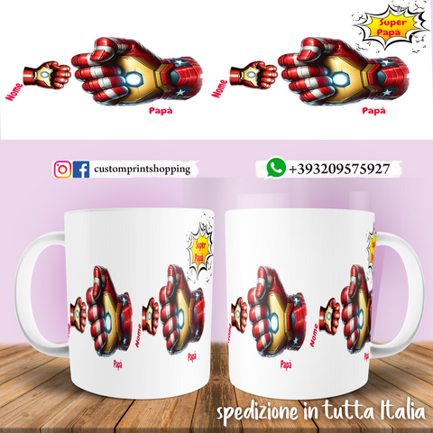 TAZZA PAPA' IRON MAN PERSONALIZZATA MOD.1