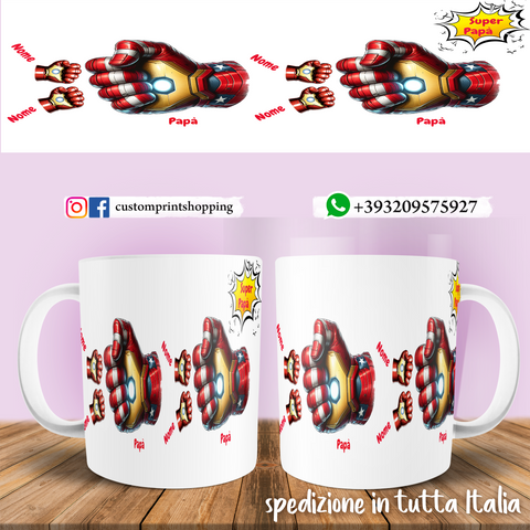 TAZZA PAPA' IRON MAN PERSONALIZZATA MOD.2