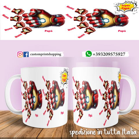 TAZZA PAPA' IRON MAN PERSONALIZZATA MOD.4