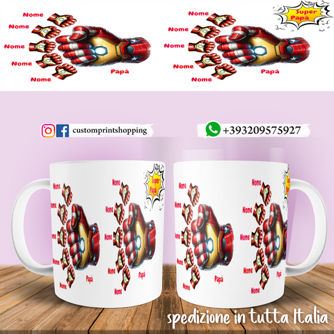 TAZZA PAPA' IRON MAN PERSONALIZZATA MOD.5