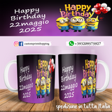 Tazza Happy Birthday Minions Personalizzata  con data