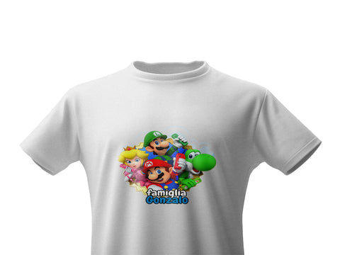 T-SHIRT FAMIGLIA SUPER MARIO BROS PERSONALIZZATA