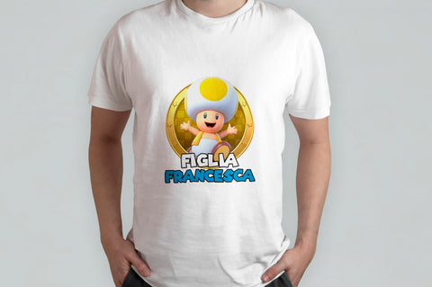 T-shirt Personalizzata Super Mario Bros con Nome di tua figlia - Idea Regalo