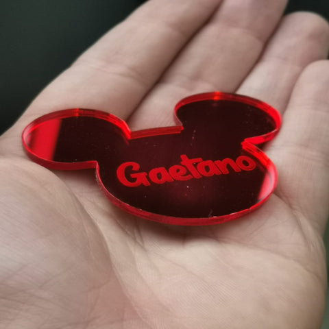 CALAMITA  TOPOLINO IN PLEXIGLASS PERSONALIZZATO CON NOME