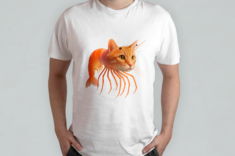 T-Shirt Brainrot Meme Gambero gatto Personalizzata con nome