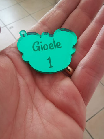 Gadget Toolino (Mickey-Mouse) in Acrilico Personalizzato con Nome e numero - Calamita o Portachiavi