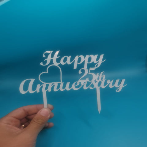 CAKE TOPPER HAPPY  BIRTHDAY 25 ANNI PERSONALIZZATO CON CUORE IN ACRILICO