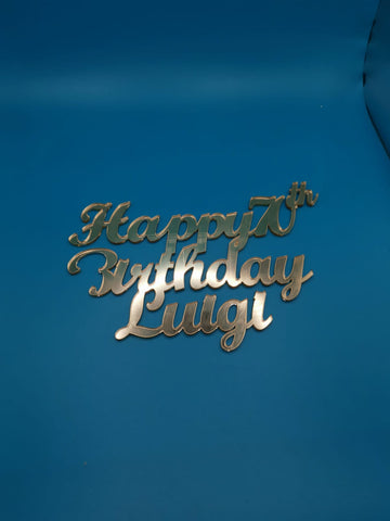 Scritta Happy Birthday in acrilico personalizzata con nome ed anni