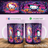 TAZZA  HALLOWEEN CARICATURA HELLO KITTY PERSONALIZZABILE CON NOME