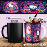 TAZZA  HALLOWEEN CARICATURA HELLO KITTY PERSONALIZZABILE CON NOME
