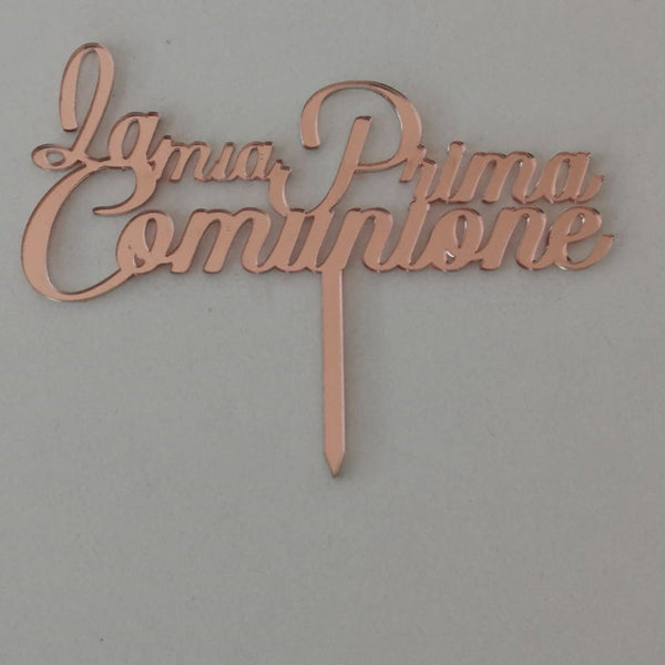 Topper Torta Prima Comunione - Decorazione Acrilica Con Croce E Colombe