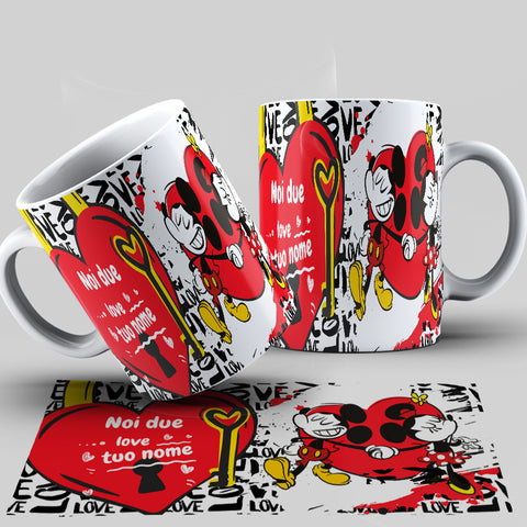 TAZZA DISNEY MICKEY LOVE PERSONALIZZABILE CON NOME MOD.6