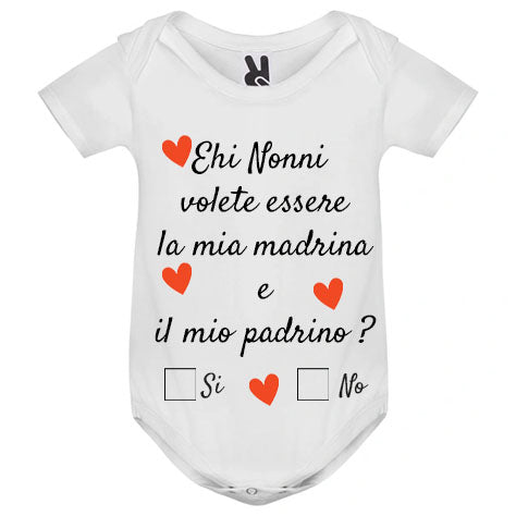 Body Neonato Madrina Padrino Nonni Personalizzato