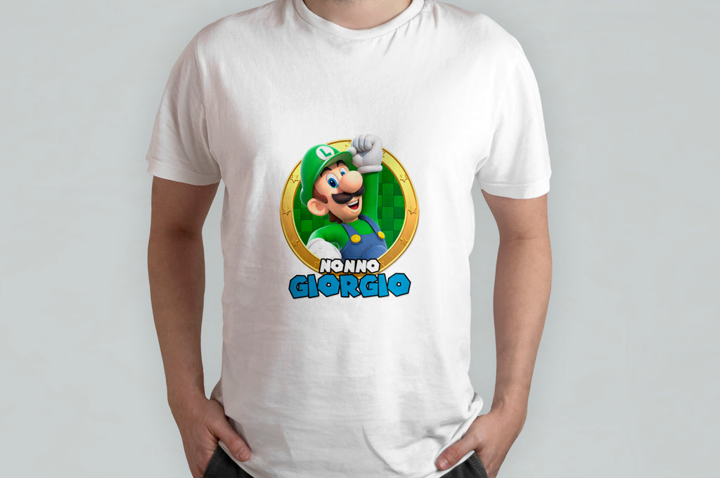 T-shirt Personalizzata Super Mario Bros con Nome di tua nonno Idea Regalo
