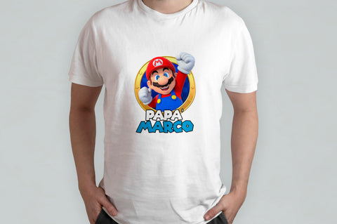 T-shirt Personalizzata Super Mario Bros con Nome del Papà - Idea Regalo