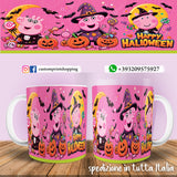 TAZZA  HALLOWEEN CARICATURA PEPPA PIG PERSONALIZZABILE CON NOME