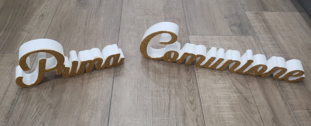 Scritta Prima Comunione In Polistirolo Personalizzata - Decorazione Oro Con Nome, Per Tavolo E Festa - Foto 9