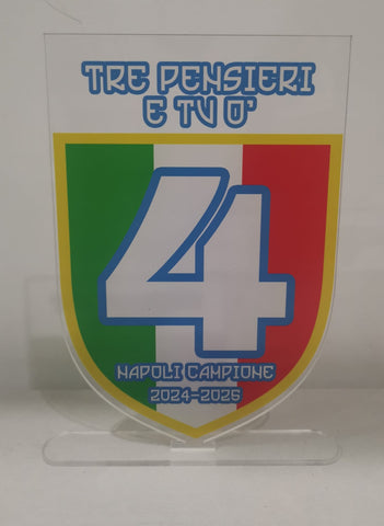 🏆 Targa Commemorativa Scudetto Napoli – 4° Titolo  in plexiglass con base