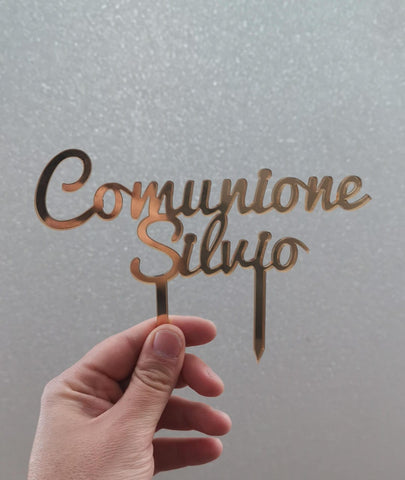 CAKE TOPPER  PRIMA COMUNIONE PERSONALIZZATO CON IL TUO NOME IN ACRILICO