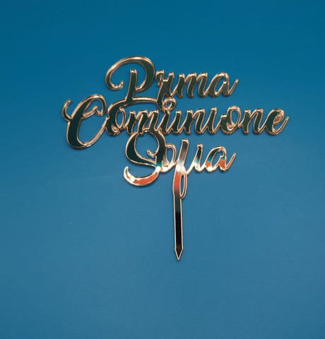 CAKE TOPPER  PRIMA COMUNIONE PERSONALIZZATO CON IL TUO NOME IN ACRILICO