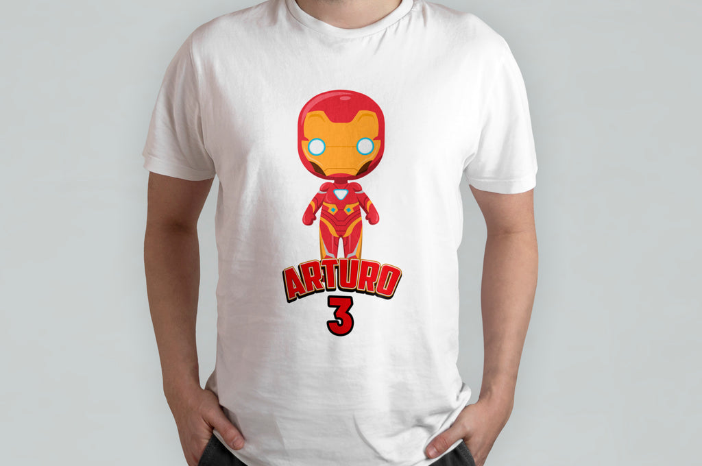 T-SHIRT MARVEL IRONMAN CARTOONS PERSONALIZZATA CON NOME E ANNI MOD.33 –  Customprintshopping