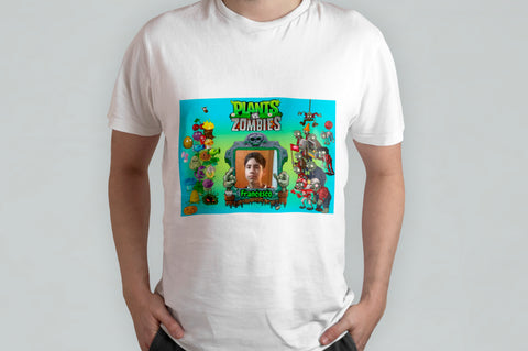 T-SHIRT PLANTS VS ZOMBIE PERSONALIZZATA CON FOTO E NOME