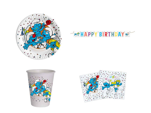 KIT FESTA A TEMA PUFFI 32 BAMBINI CON FESTONE HAPPY BIRTHDAY