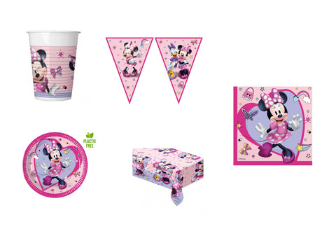 KIT FESTA A TEMA MINNIE 8 BAMBINI CON  FESTONE TOVAGLIA