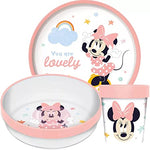 Minnie con Pois Bianchi Kit Pappa Scuola Set Pappa Mare Piatto,Bicchiere E Ciotola in PLASTICA Riutilizzabile MICROONDE Minnie (1 Piatto,1 Bicchiere,1 Ciotola)