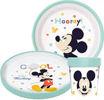 Topolino Mickey Mouse Kit Pappa Scuola Set Pappa Mare Piatto, Bicchiere E Ciotola in PLASTICA Riutilizzabile MICROONDE Topolino (1 Piatto,1 Bicchiere,1 Ciotola)