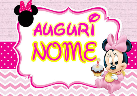 POSTER SFONDO MINNIE BABY MOD.2 PERSONALIZZATO