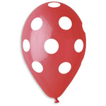 PALLONCINI FESTA 12" ROSSO POIS BIANCO 25pz